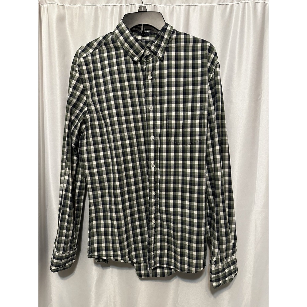J Crew Shirt Size L Slim Button Collar Long Sleeve Plaid Flex Washed Pocket